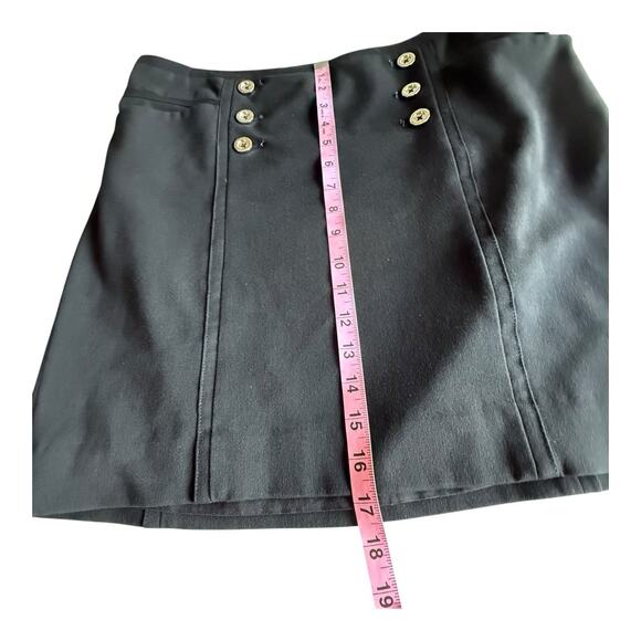 White House Black Market Black Mini Skirt Sailor Front Silver Buttons Size 10 - Picture 3 of 5